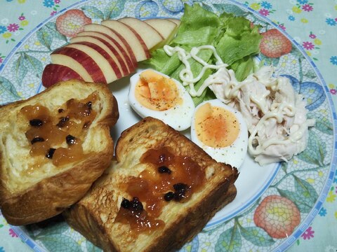 ササミとトーストと茹で卵の朝食☆